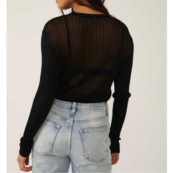 Free People H2O Crew Pullover Sheer Knit Sweater Sizes S & M $98 Retail NWT - Picture 7 of 8
